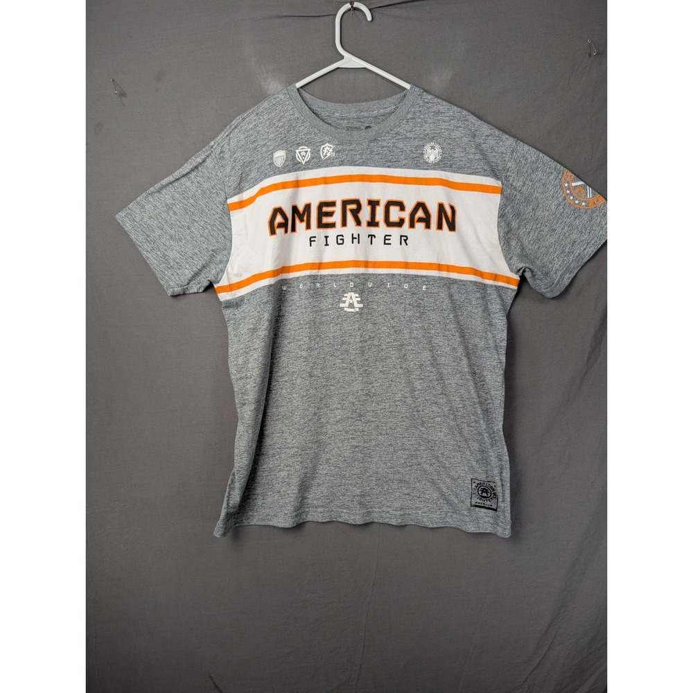 American Fighter Mens T Shirt Gray Orange White Graphic Short Sleeve‎ 2XL Buckle
